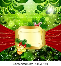 Christmas bright background with place for text. Vector illustration.