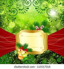 Christmas bright background with place for text. Vector illustration.