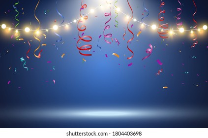 Christmas bright, beautiful lights, design elements. Glowing lights for design of Xmas greeting cards. Garlands, light Christmas decorations.