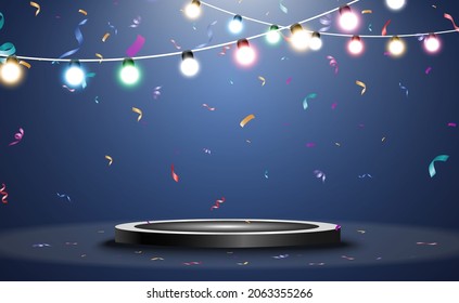 Christmas bright, beautiful lights, design elements. Glowing lights for design of Xmas greeting cards. Garlands, light Christmas decorations.