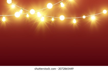 Christmas bright, beautiful lights, design elements. Glowing lights for design of Xmas greeting cards. Garlands, light Christmas decorations.	