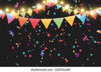 Christmas bright, beautiful lights, design elements. Glowing lights for design of Xmas greeting cards. Garlands, light Christmas decorations.
