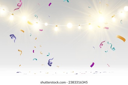 Christmas bright, beautiful lights, design elements. Glowing lights for design of Xmas greeting cards. Garlands, light Christmas decorations.	
