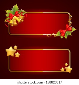 Christmas bright blank festive banners set with bells and stars