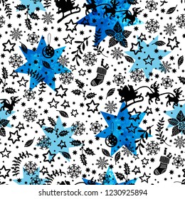 Christmas bright doodle pattern 