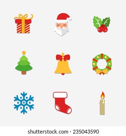 Christmas bright icons collection - vector illustration.