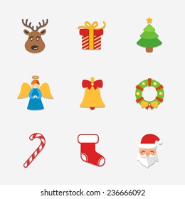 Christmas bright icons collection - vector illustration.