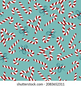 Christmas bright pattern with doodle mint candies