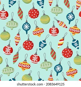 Christmas bright pattern with doodle pictures of Christmas decorations