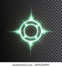 Christmas bright star. Holiday light effect for vector.