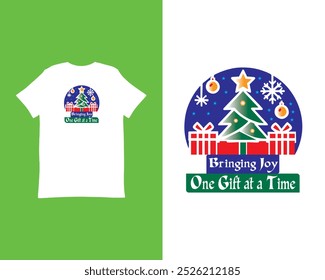 Christmas Bringing Joy, One Gift at a Time-Vector Logo, eps, icon, symbol, t-shirt