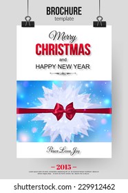 Christmas brochure template. Abstract typographical flyer design with place for text. Vector illustration.