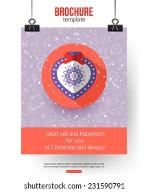 Christmas brochure template. Abstract typographical flyer. Modern flat design. Vector illustration.