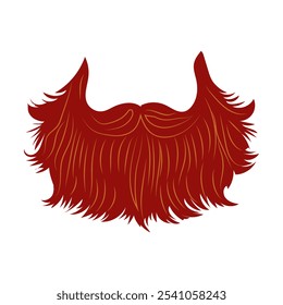 Christmas brown beard with moustache in flat design. Face mask for holiday. Vector illustration isolated.