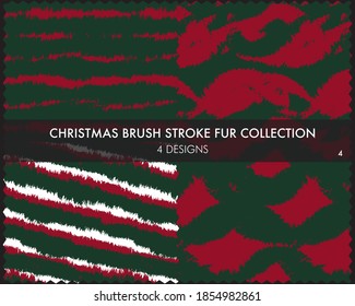 Christmas Brush stroke fur collection includes 4 design swatches for fashion prints, homeware, graphics, backgrounds