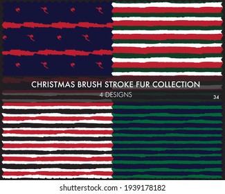 Christmas Brush stroke fur collection includes 4 design swatches for fashion prints, homeware, graphics, backgrounds