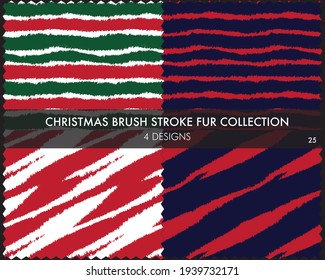 Christmas Brush stroke fur collection includes 4 design swatches for fashion prints, homeware, graphics, backgrounds