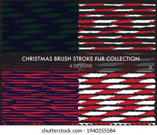 Christmas Brush stroke fur collection includes 4 design swatches for fashion prints, homeware, graphics, backgrounds