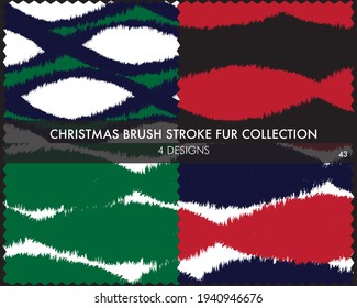 Christmas Brush stroke fur collection includes 4 design swatches for fashion prints, homeware, graphics, backgrounds