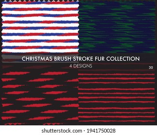 Christmas Brush stroke fur collection includes 4 design swatches for fashion prints, homeware, graphics, backgrounds