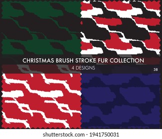 Christmas Brush stroke fur collection includes 4 design swatches for fashion prints, homeware, graphics, backgrounds