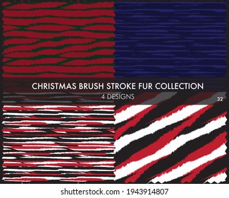 Christmas Brush stroke fur collection includes 4 design swatches for fashion prints, homeware, graphics, backgrounds