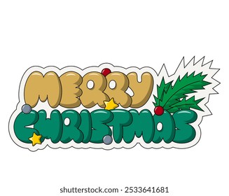 Bolha de Natal Lettering da frase Feliz Natal em cores