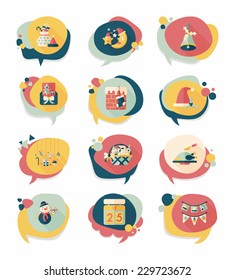 Christmas bubble speech banner design flat background set, eps10