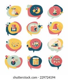 Christmas bubble speech banner design flat background set, eps10