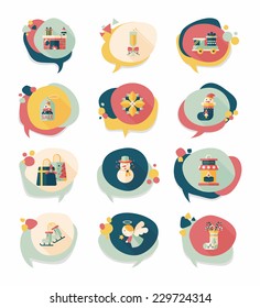 Christmas bubble speech banner design flat background set, eps10