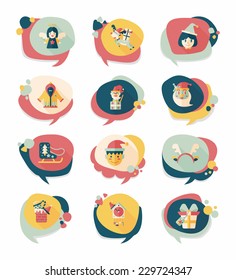 Christmas bubble speech banner design flat background set, eps10