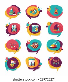 Christmas bubble speech banner design flat background set, eps10