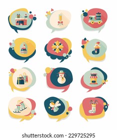 Christmas bubble speech banner design flat background set, eps10