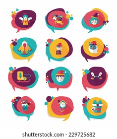 Christmas bubble speech banner design flat background set, eps10