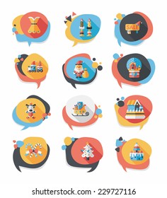 Christmas bubble speech banner design flat background set, eps10