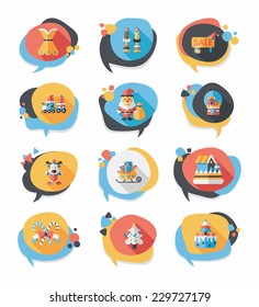 Christmas bubble speech banner design flat background set, eps10