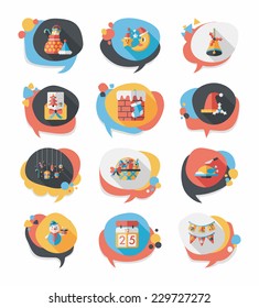 Christmas bubble speech banner design flat background set, eps10