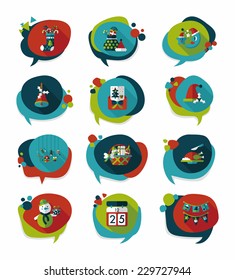 Christmas bubble speech banner design flat background set, eps10
