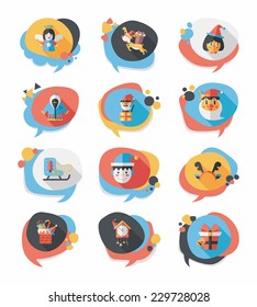 Christmas bubble speech banner design flat background set, eps10