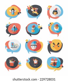 Christmas bubble speech banner design flat background set, eps10