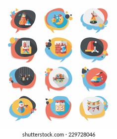 Christmas bubble speech banner design flat background set, eps10