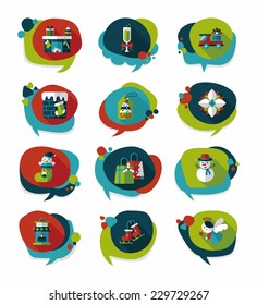Christmas bubble speech banner design flat background set, eps10