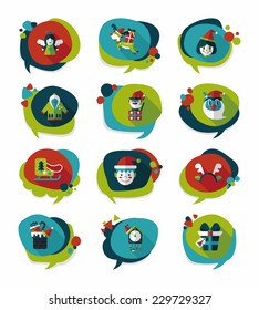 Christmas bubble speech banner design flat background set, eps10