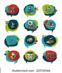 Christmas bubble speech banner design flat background set, eps10
