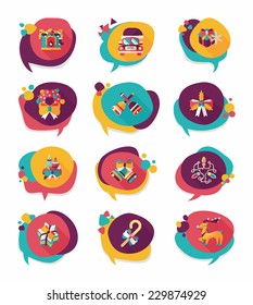 Christmas bubble speech banner design flat background set, eps10