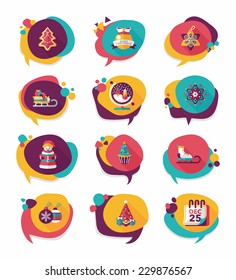Christmas bubble speech banner design flat background set, eps10