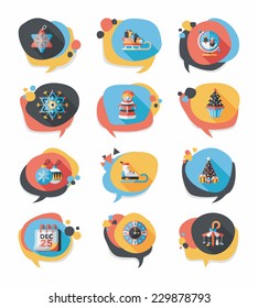 Christmas bubble speech banner design flat background set, eps10
