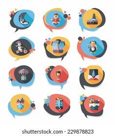Christmas bubble speech banner design flat background set, eps10