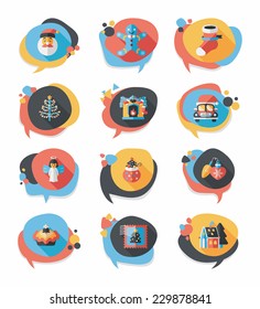 Christmas bubble speech banner design flat background set, eps10