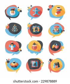 Christmas bubble speech banner design flat background set, eps10